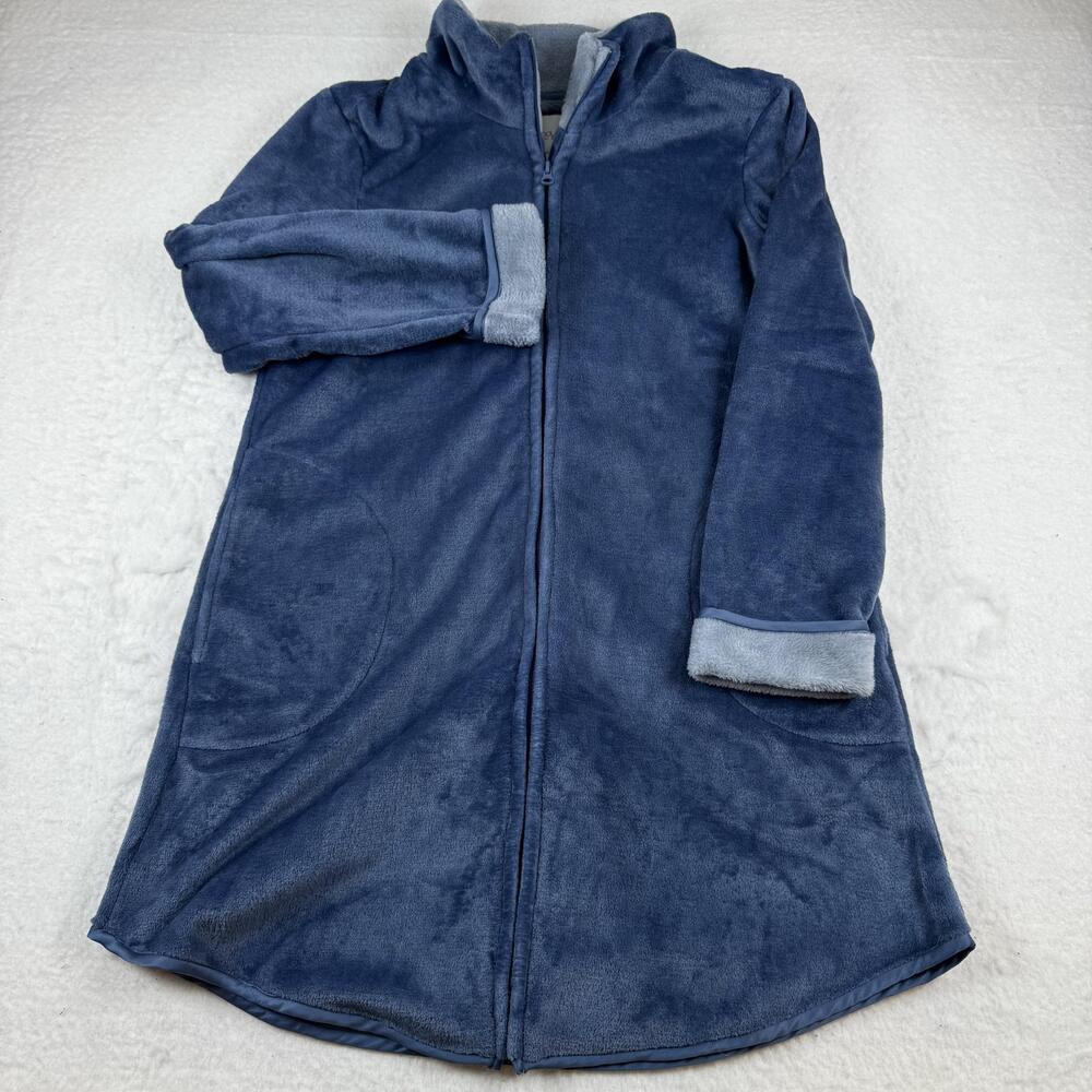 Koolaburra By UGG Robe Womens Size S Blue Fleece Zip Front High Neck Long Sleeve